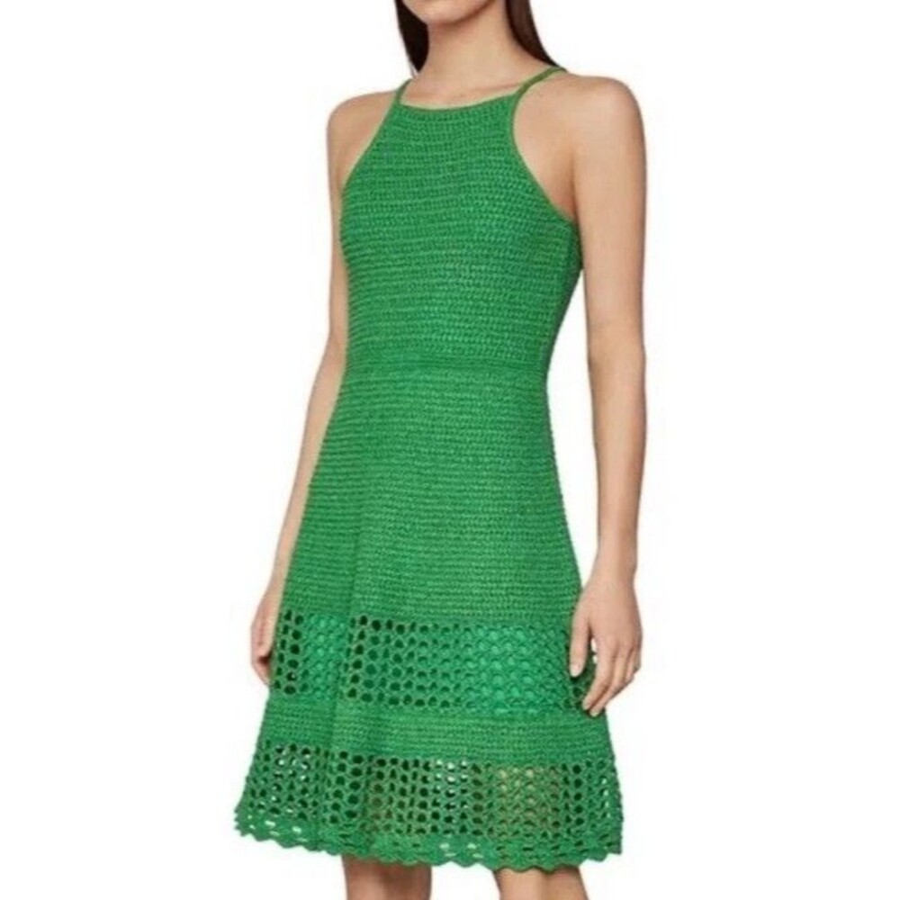 BCBGMaxAzria Green Crochet Midi Dress